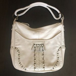 Wilson's Cream Leather Handbag w/Tassel Detailing